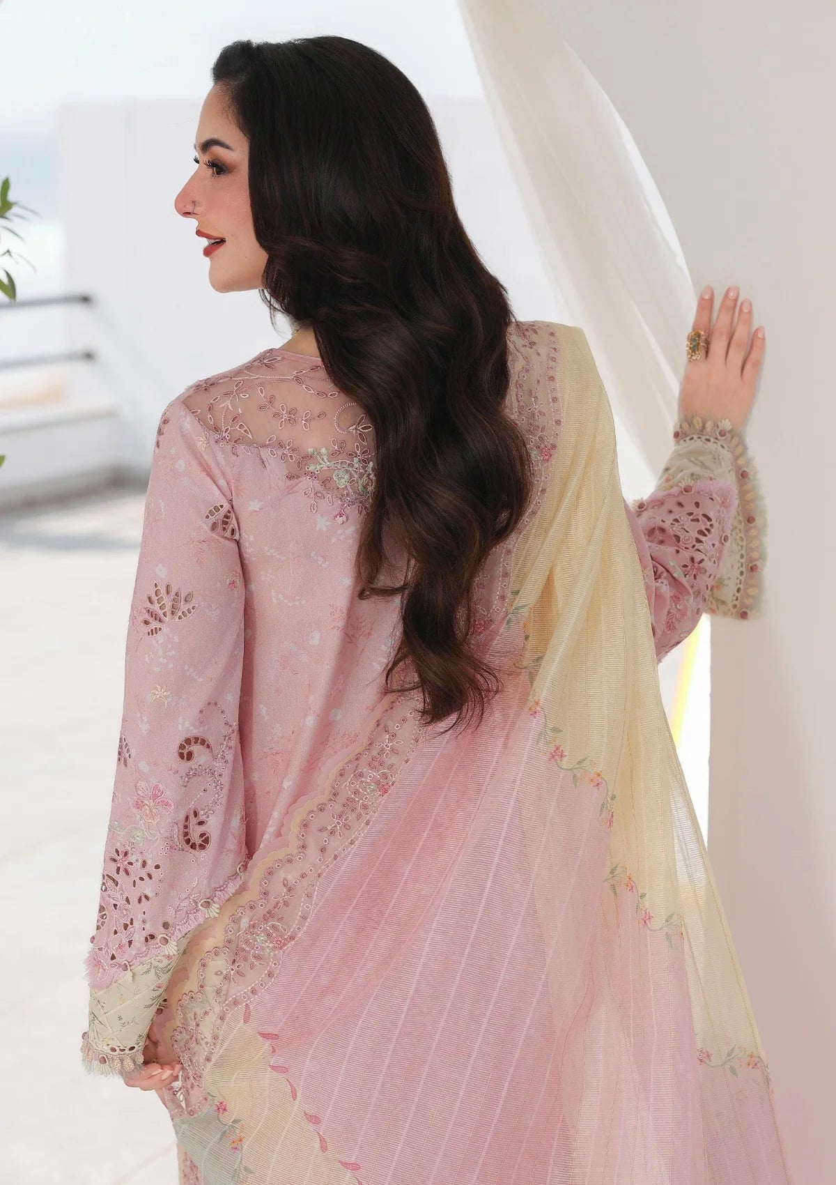 03-Piece Embroidered Lawn Suit With Organza Dupatta | Ready To Wear