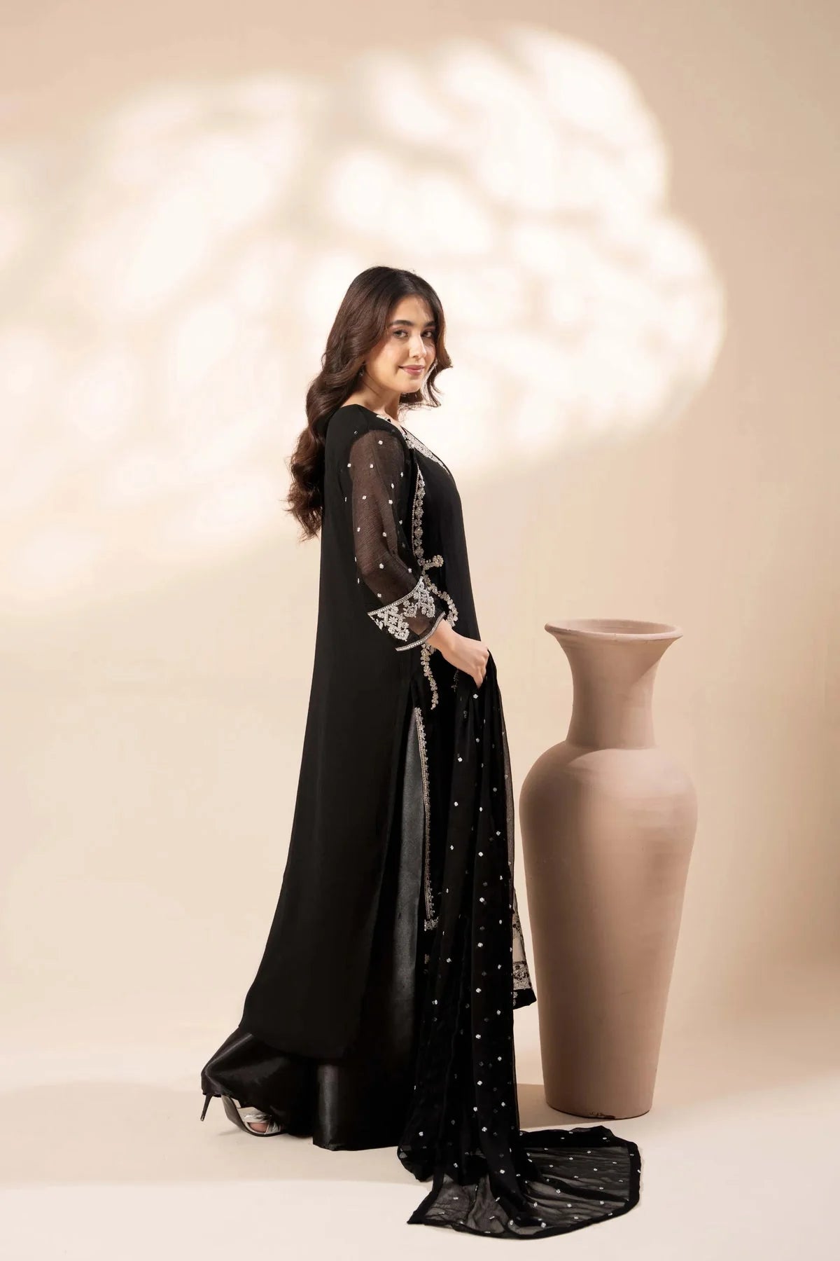 03-Piece Chiffon Suit With Thread Embroidery | Ready To Wear