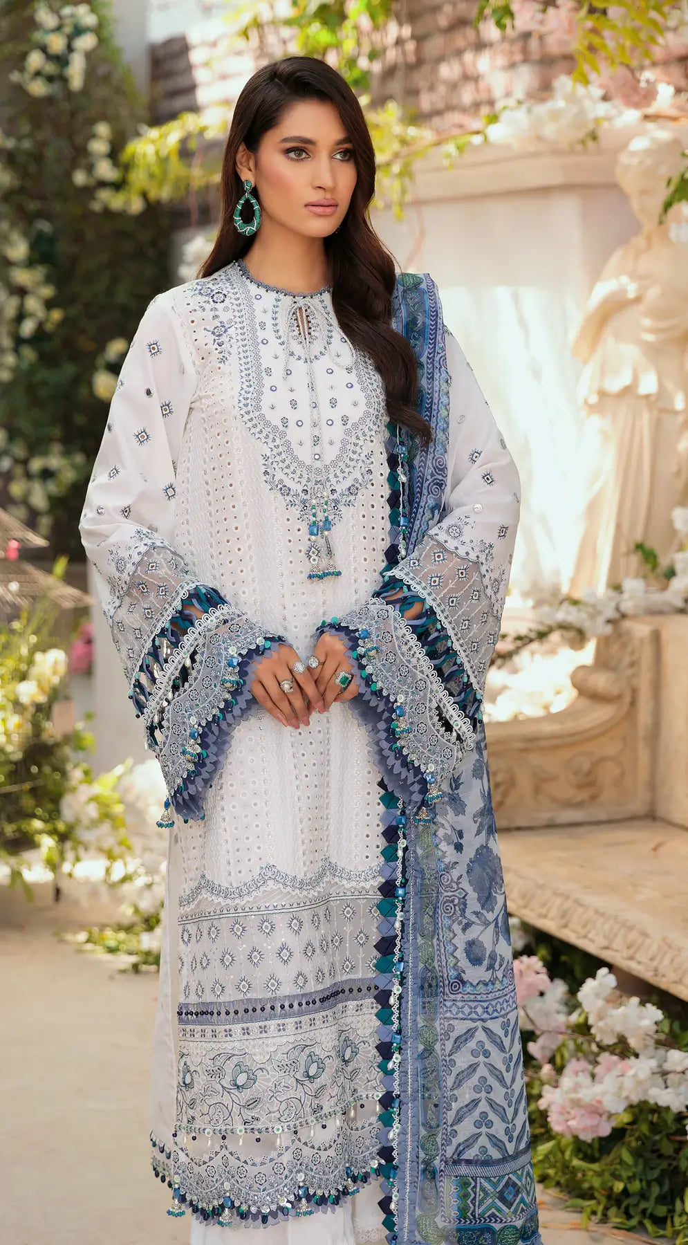 03-Piece Lawn Embroidered Suit With Printed Net Dupatta | Ready To Wear