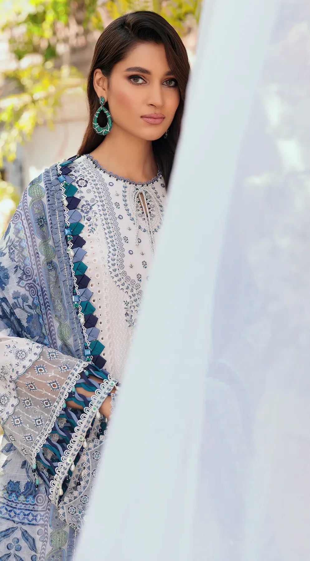 03-Piece Lawn Embroidered Suit With Printed Net Dupatta | Ready To Wear