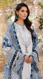 03-Piece Lawn Embroidered Suit With Printed Net Dupatta | Ready To Wear