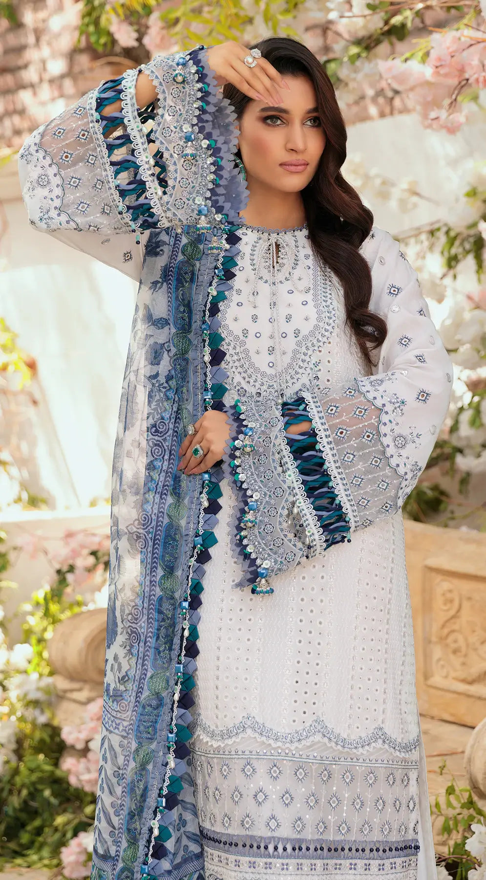 03-Piece Lawn Embroidered Suit With Printed Net Dupatta | Ready To Wear
