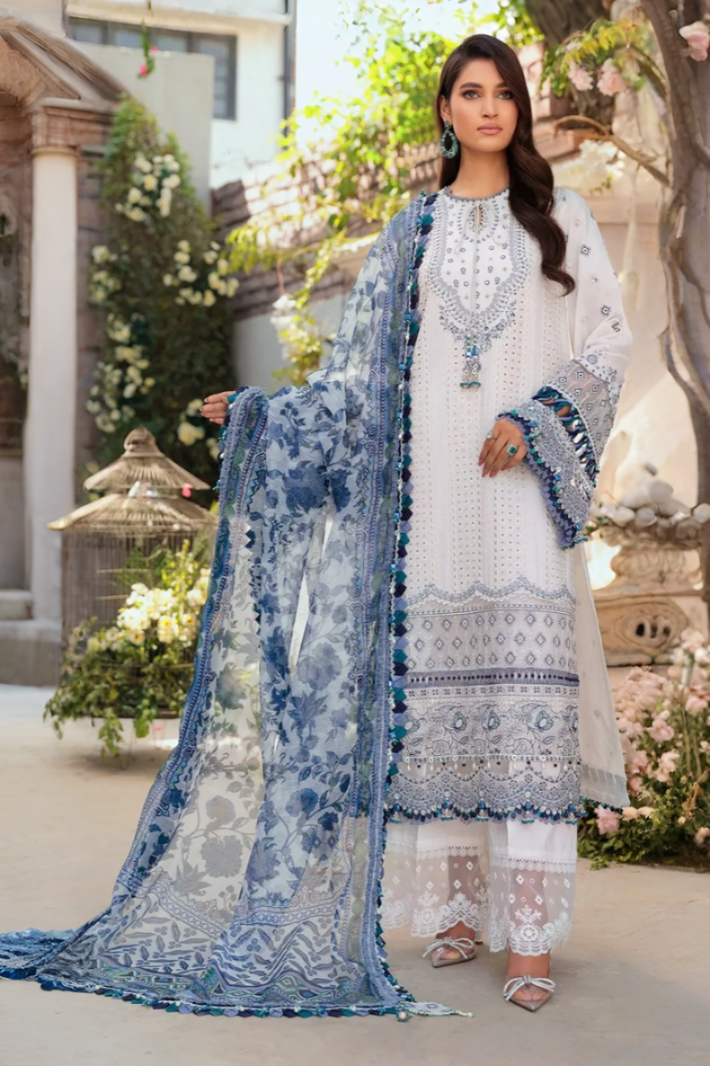03-Piece Lawn Embroidered Suit With Printed Net Dupatta | Ready To Wear