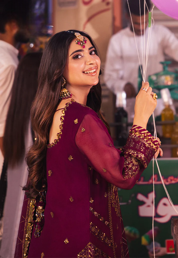 03-Piece Embroidered Chiffon Suit With Silk Dupatta | Ready To Wear