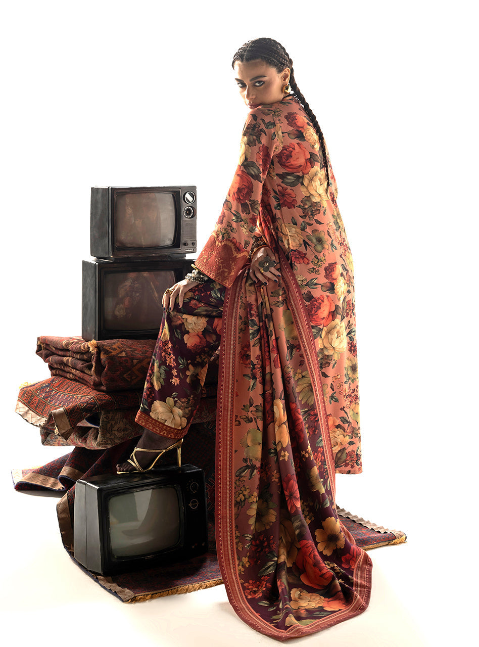 Terracotta Brown: Printed Lawn Suit | Ready To Wear