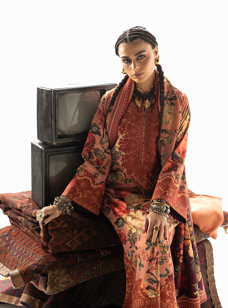 Terracotta Brown: Printed Lawn Suit | Ready To Wear