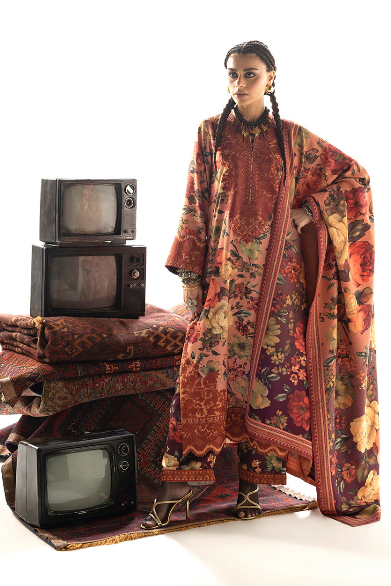 Terracotta Brown: Printed Lawn Suit | Ready To Wear