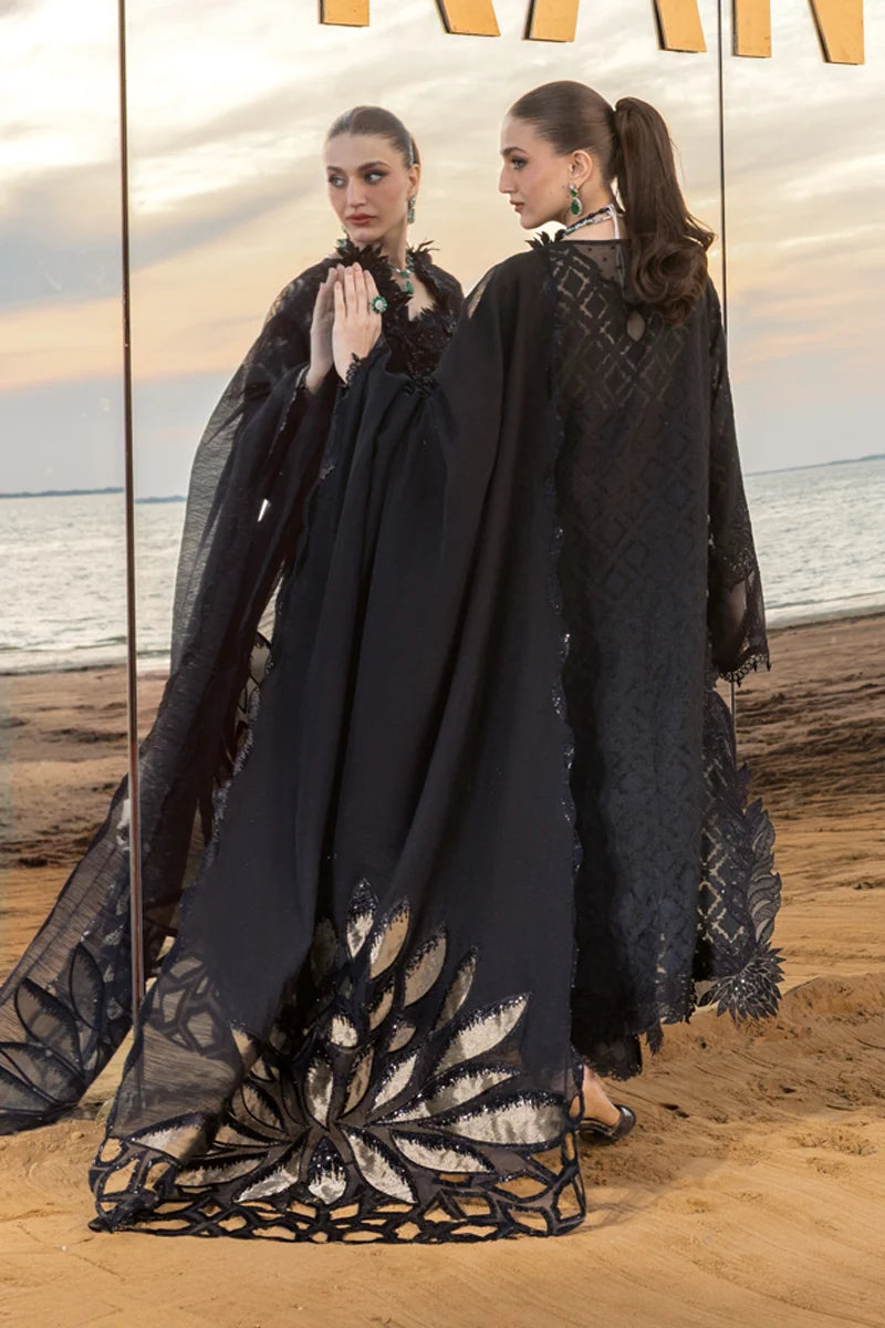 Noir Elegance: Embroidered Jacquard Lawn Suit With Chiffon Dupatta | Ready To Wear