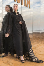 Noir Elegance: Embroidered Jacquard Lawn Suit With Chiffon Dupatta | Ready To Wear