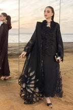 Noir Elegance: Embroidered Jacquard Lawn Suit With Chiffon Dupatta | Ready To Wear