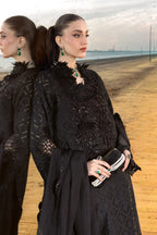 Noir Elegance: Embroidered Jacquard Lawn Suit With Chiffon Dupatta | Ready To Wear