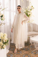 Ivory Elegance: 3 Piece - Classic White Kurta & Dupatta | Ready To Wear