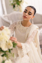 Ivory Elegance: 3 Piece - Classic White Kurta & Dupatta | Ready To Wear