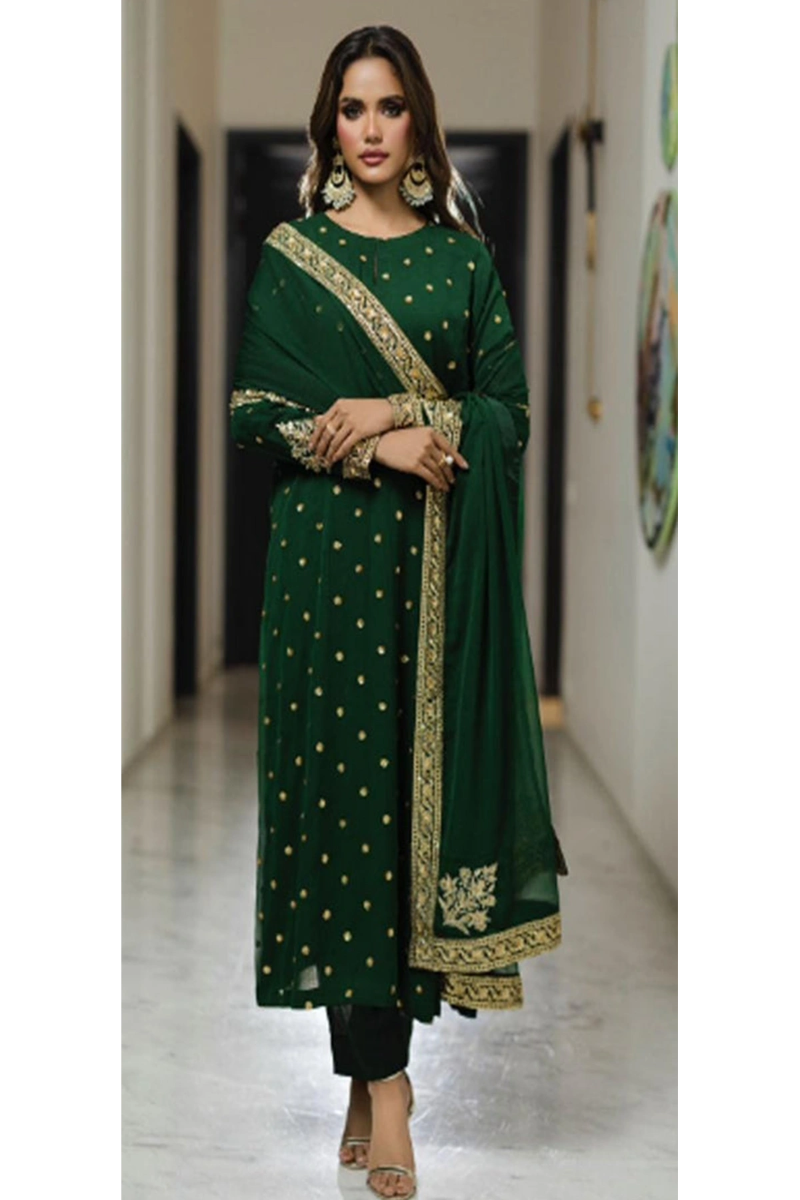 3 Piece Stitched  Chiffon  suit - Ready  to Wear