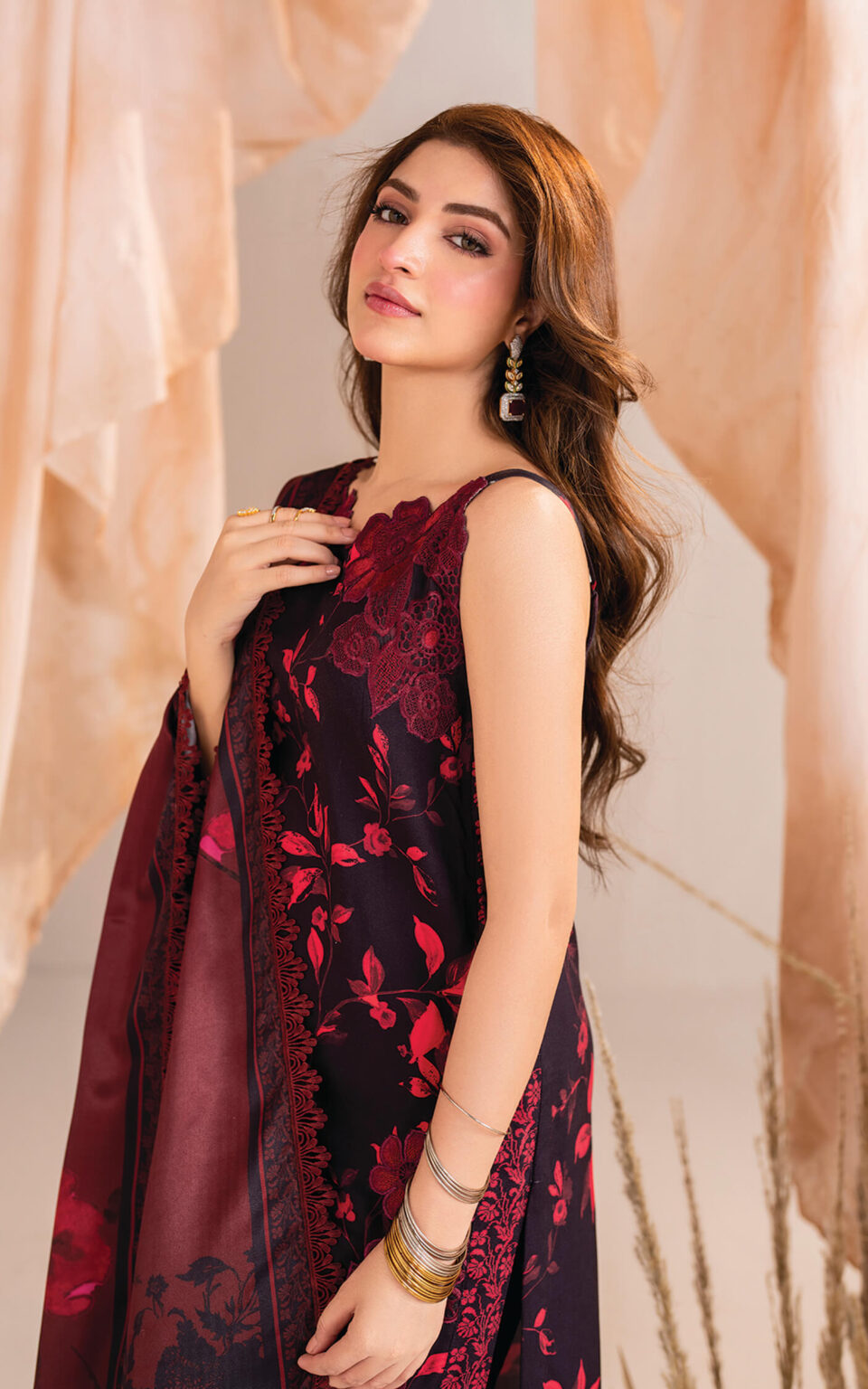 3 Piece Stitched Silk suit