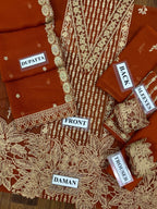 03-PIECE CHIFFON ORGANZA SILK SUIT