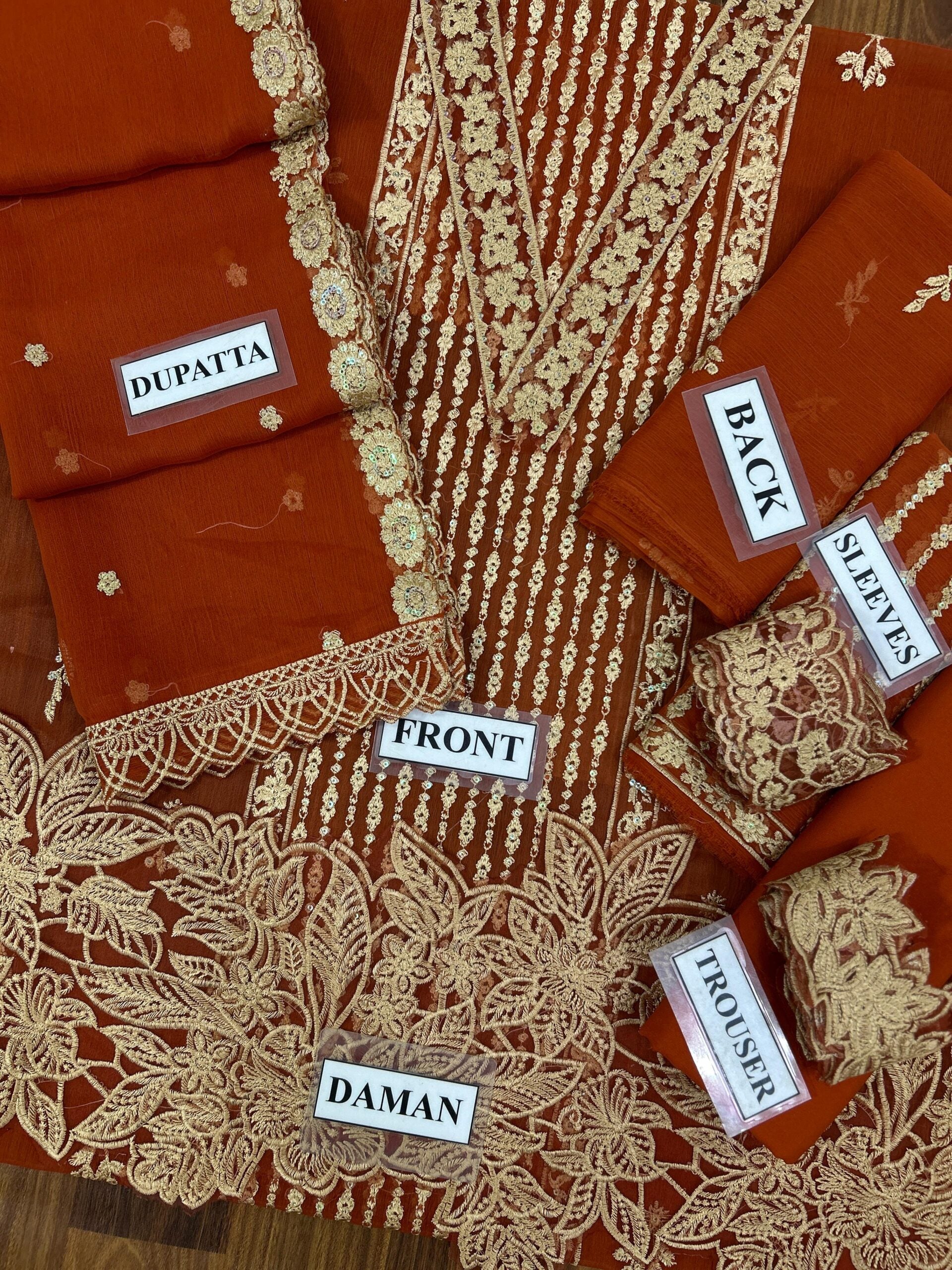 03-PIECE CHIFFON ORGANZA SILK SUIT