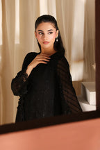 Midnight Noir: Embroidered Chiffon Suit | Ready To Wear