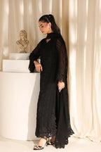 Midnight Noir: Embroidered Chiffon Suit | Ready To Wear