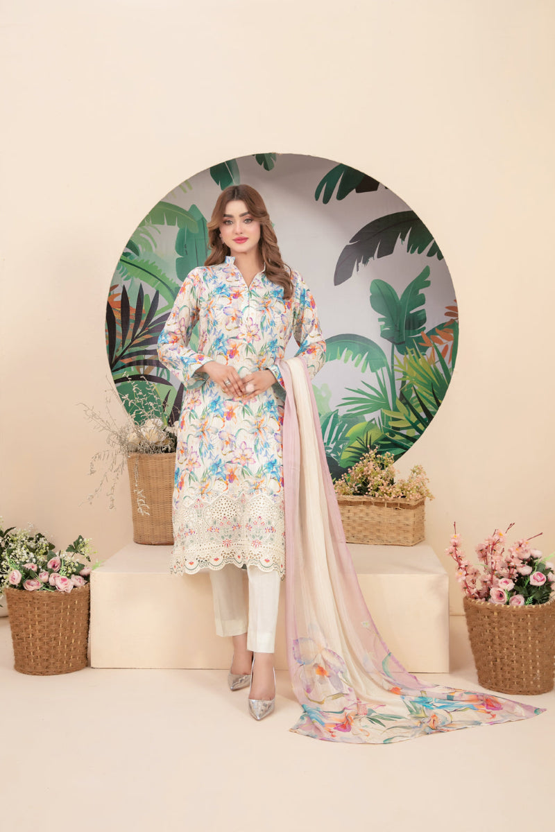 3 Piece Stitced suit Buhaisa By Tawakkal Fabrics