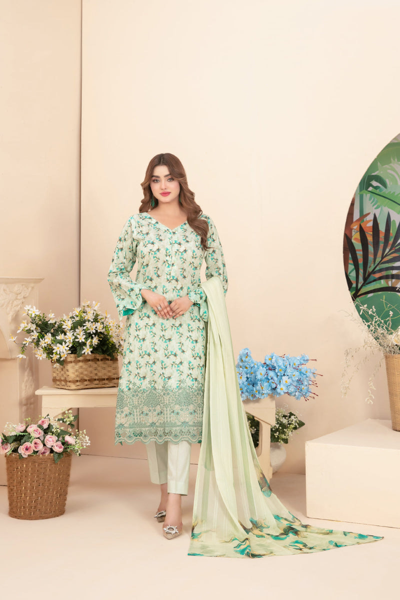3 Piece Stitched  Suit  Buhaisa by Tawakkal Fabrics