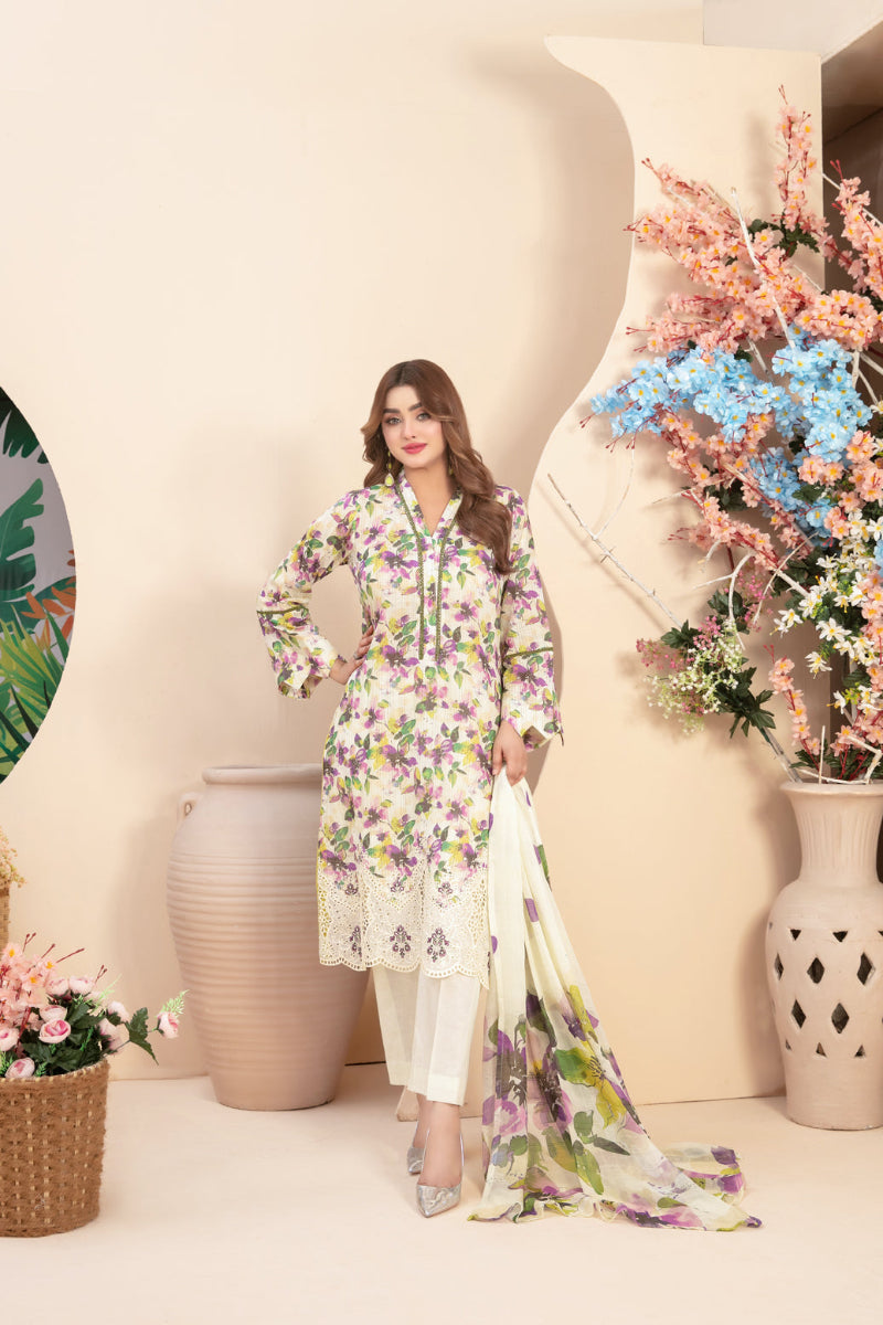 3 Piece Stitched Suit Buhaisa by Tawakkal Fabrics