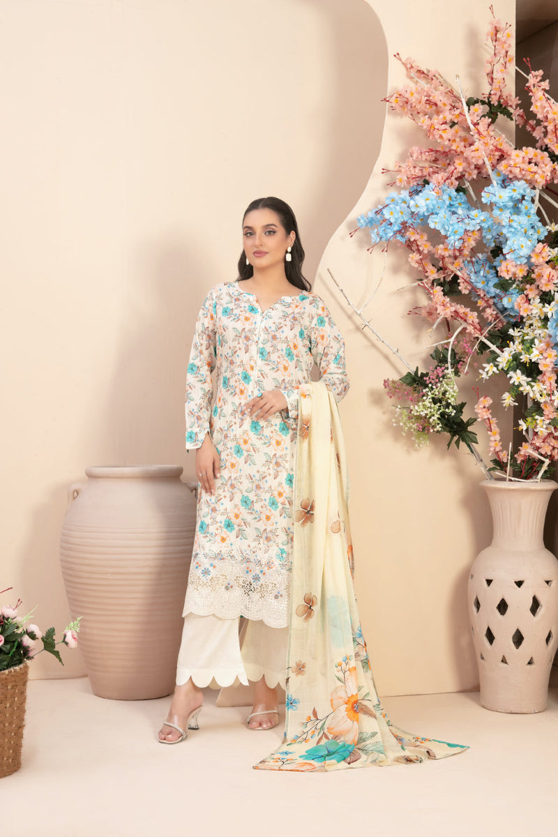 3 Piece Stitched suit Buhaisa by Tawakkal Fabrics