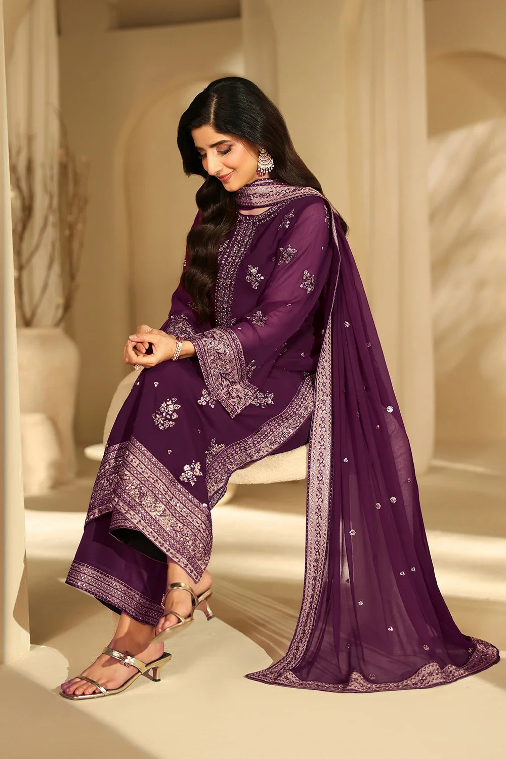 03-Piece Embroidered Chiffon Suit | Ready To Wear