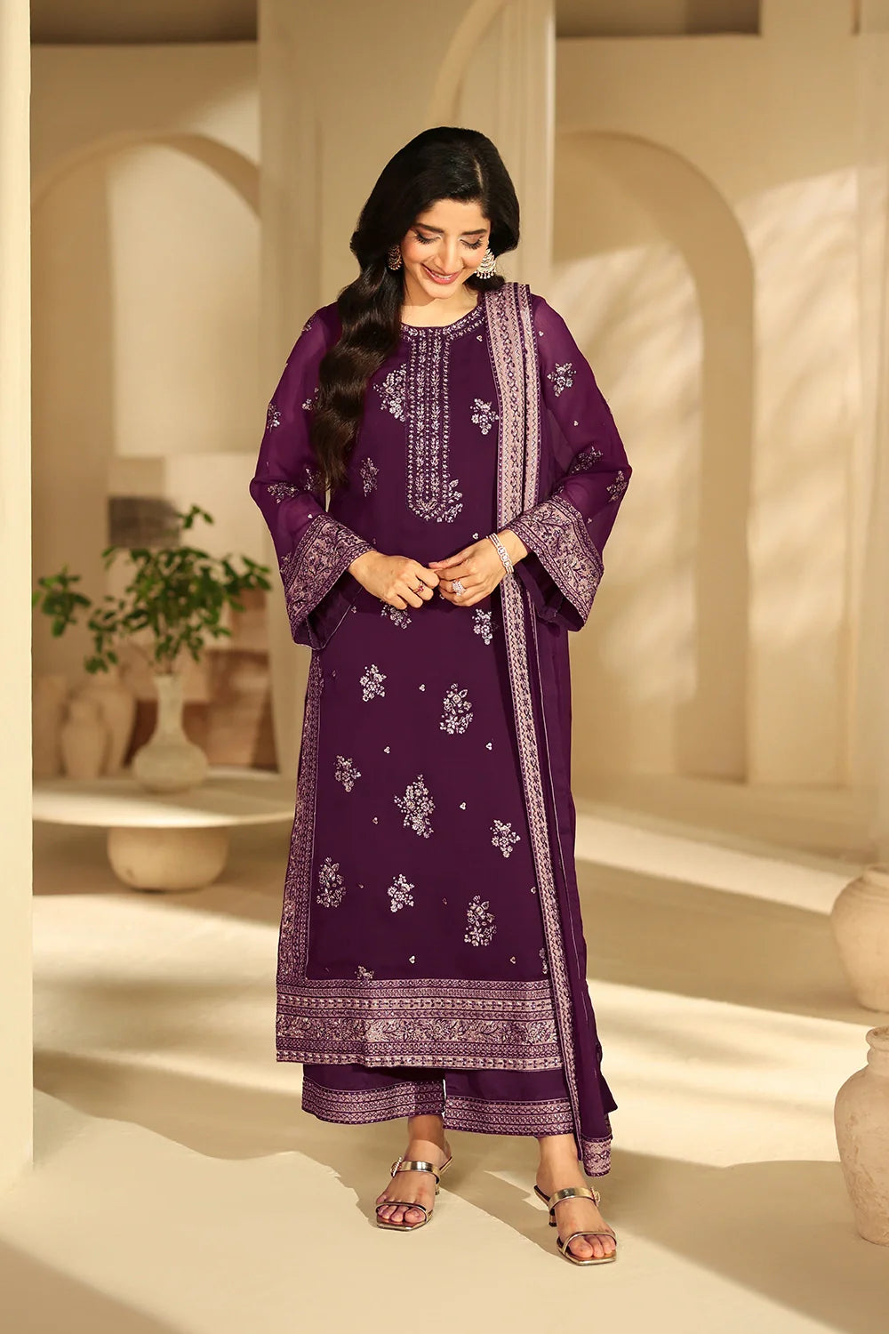 03-Piece Embroidered Chiffon Suit | Ready To Wear