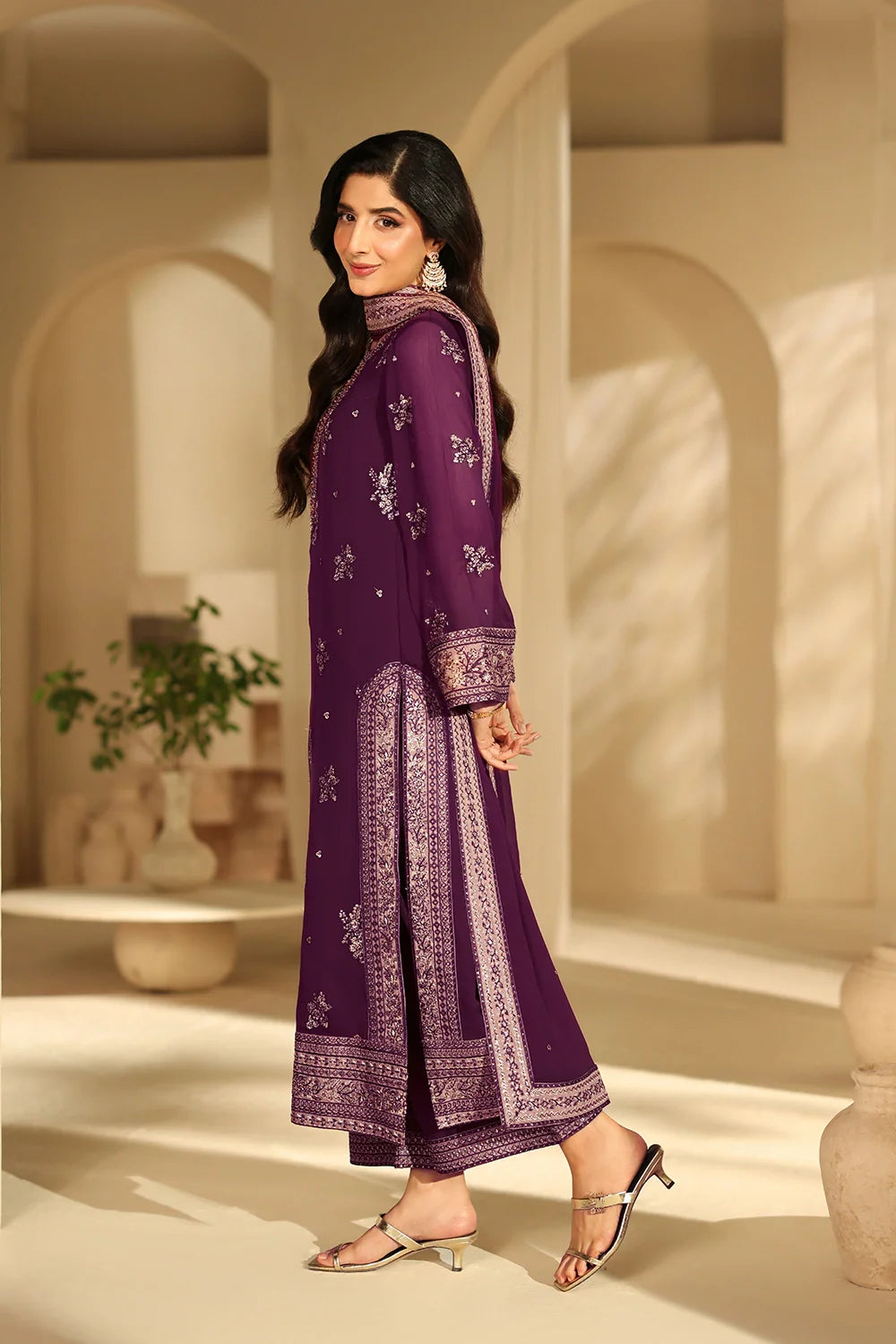 03-Piece Embroidered Chiffon Suit | Ready To Wear