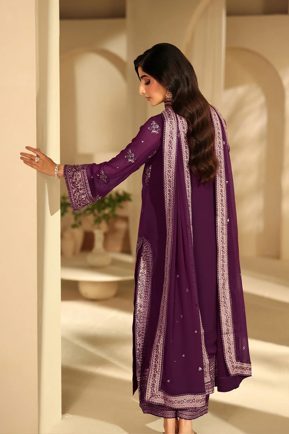 03-Piece Embroidered Chiffon Suit | Ready To Wear