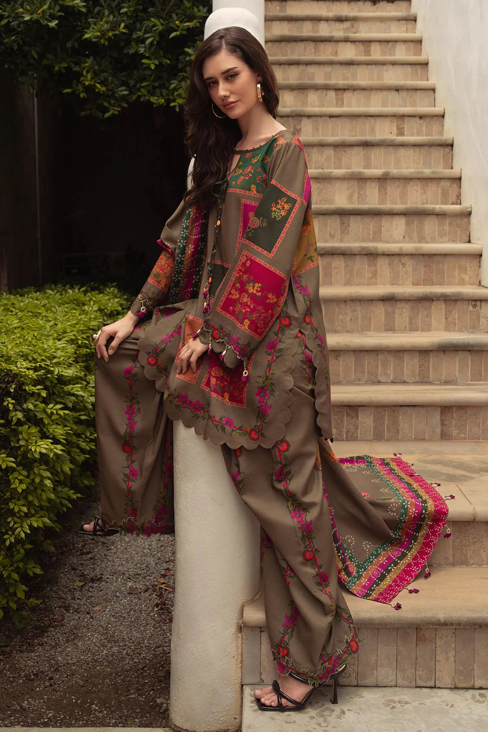 03-Piece Printed Lawn Suit With Chiffon Dupatta | Ready To Wear