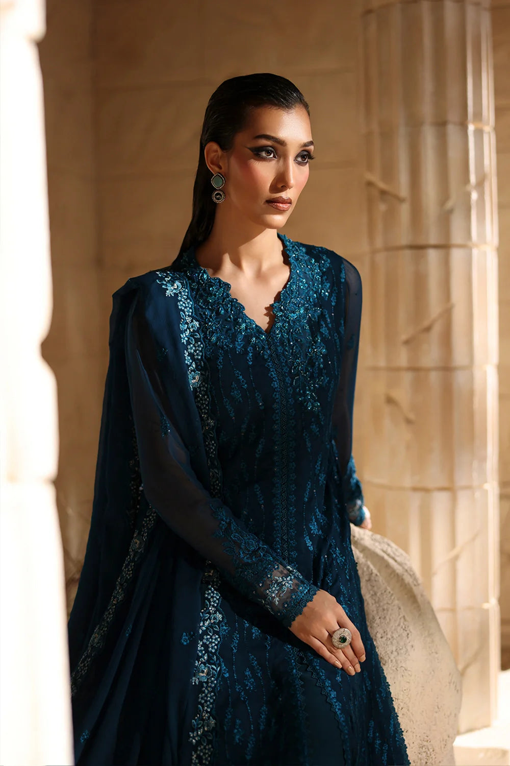 03-Piece Chiffon Suit With Embroidery- Ready To Wear