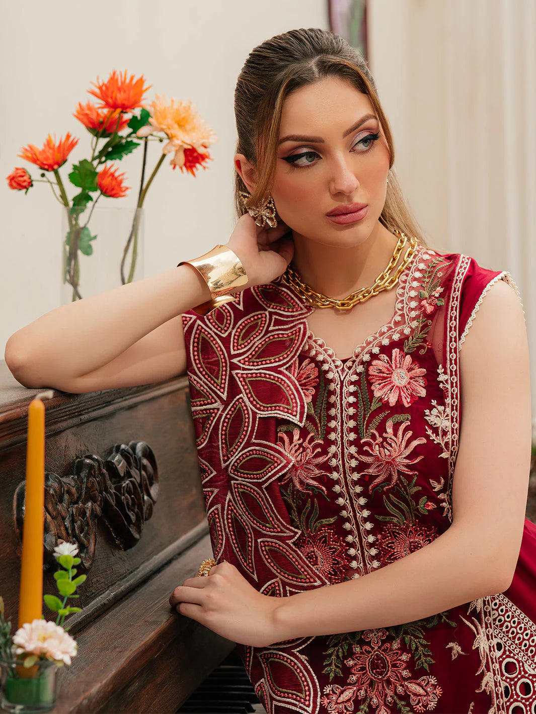 03-Piece Embroidered Lawn Suit With Net Dupatta | Ready To Wear