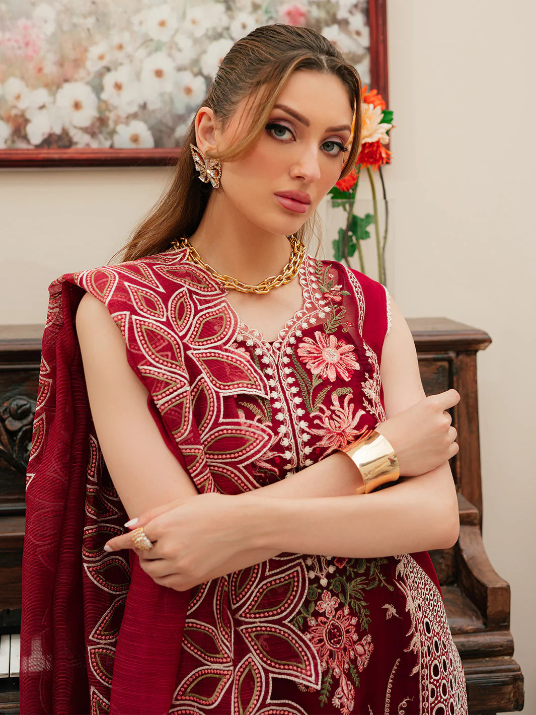 03-Piece Embroidered Lawn Suit With Net Dupatta | Ready To Wear