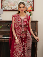 03-Piece Embroidered Lawn Suit With Net Dupatta | Ready To Wear