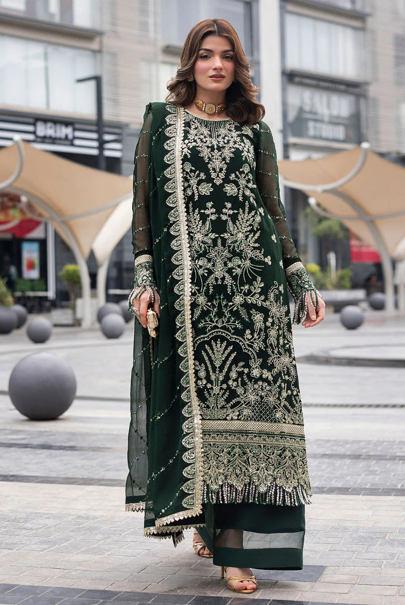 03-Piece Heavy Embroidered Chiffon Long Shirt Suit | Ready To Wear