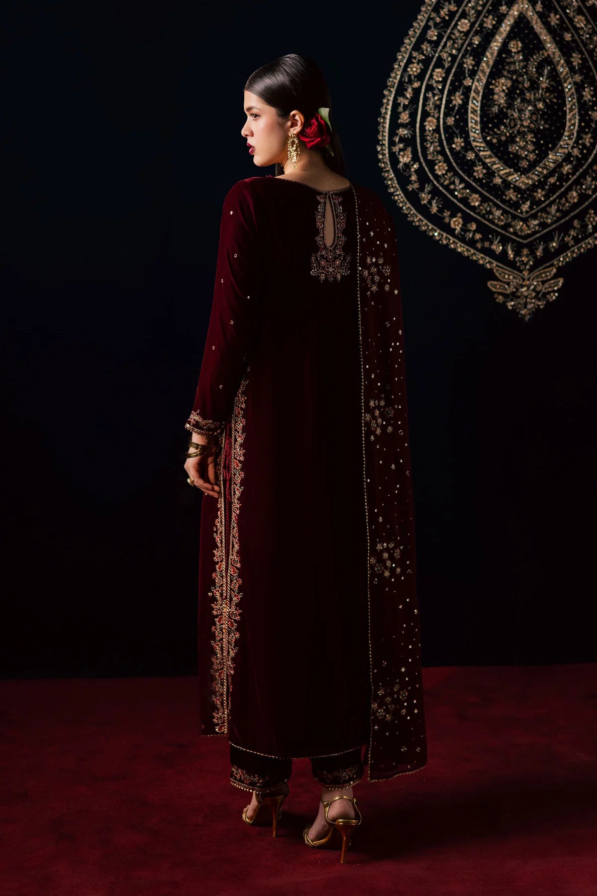 03-Piece Embroidered Micro Velvet Suit | Ready To Wear