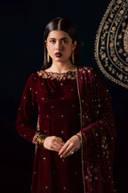 03-Piece Embroidered Micro Velvet Suit | Ready To Wear