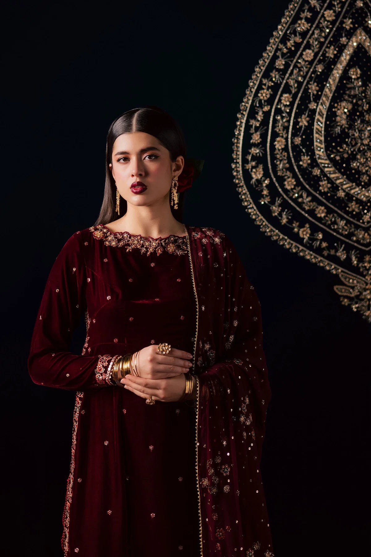 03-Piece Embroidered Micro Velvet Suit | Ready To Wear