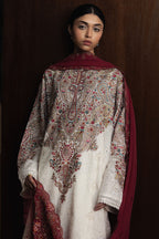 Ivory Kashmiri: Embroidered Lawn Long Kurta | Ready To Wear