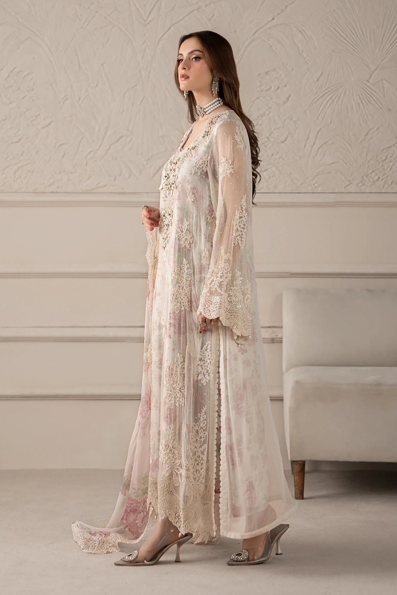03-Piece Embroidered Chiffon Suit With Silk Trouser & Dupatta | Ready To Wear