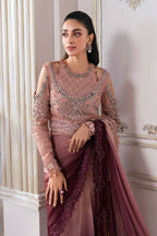 Dual-Tone Pink & Wine: Embroidered Chiffon Saree | Ready To Wear