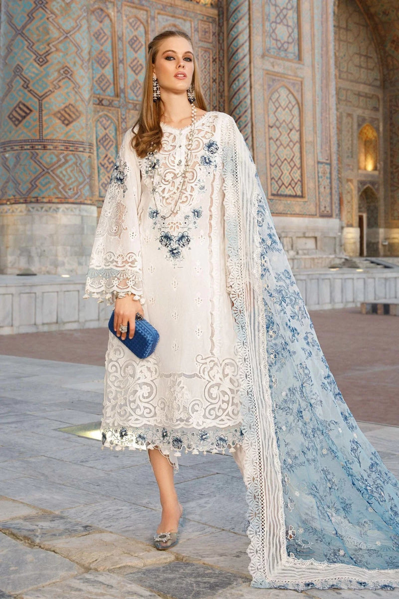03-Piece Embroidered Cotton Suit With Organza Dupatta | Ready To Wear