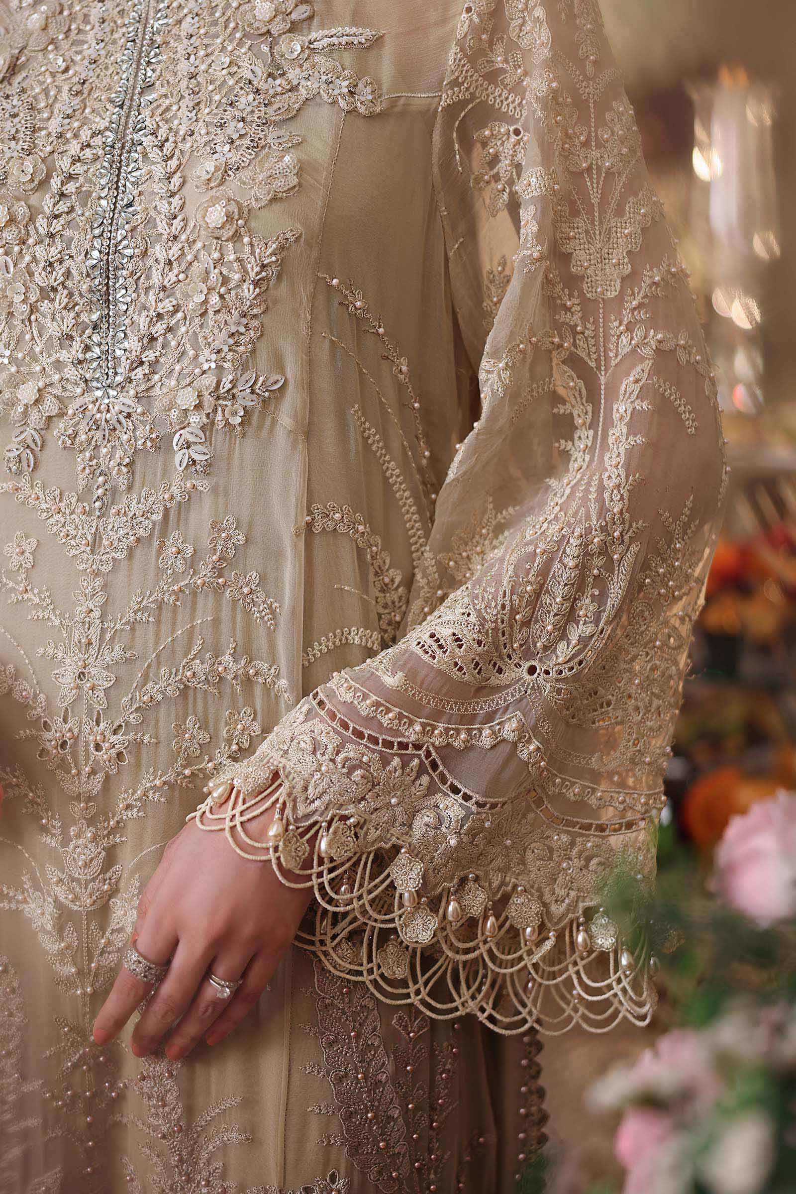 Khaki Gold - Tie & Dye: Heavy Embroidered Chiffon Suit | Ready To Wear