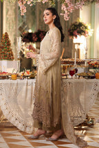 Khaki Gold - Tie & Dye: Heavy Embroidered Chiffon Suit | Ready To Wear
