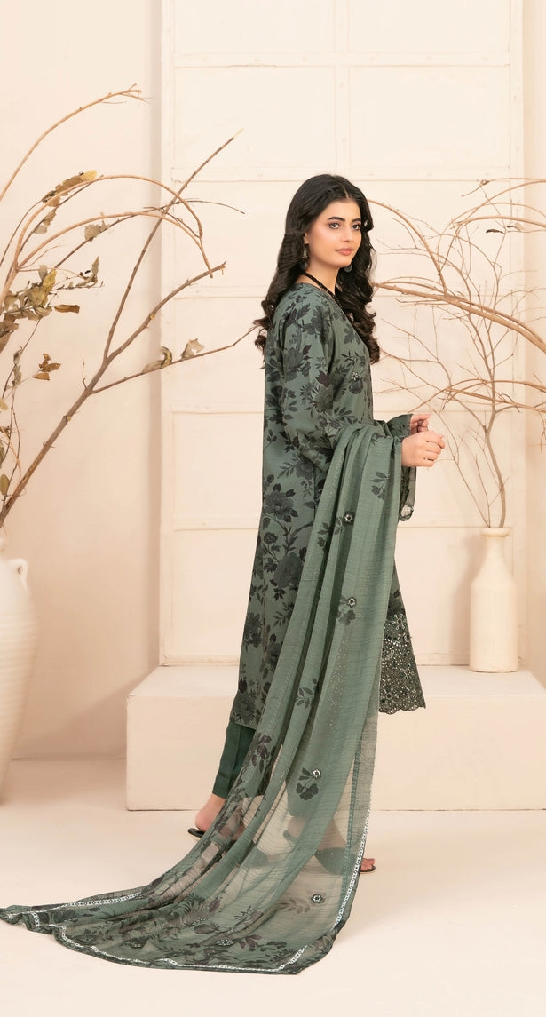 3 Piece Stitched  Lawn suit  By Tawakkal Fabrics