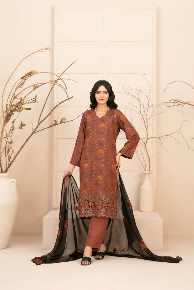 3 Piece stitched Lawn suit by  Alvira.