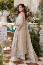 Pearl Ivory & Pastel Blush Accent: Embroidered Chiffon Suit