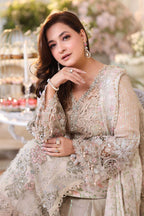 Pearl Ivory & Pastel Blush Accent: Embroidered Chiffon Suit